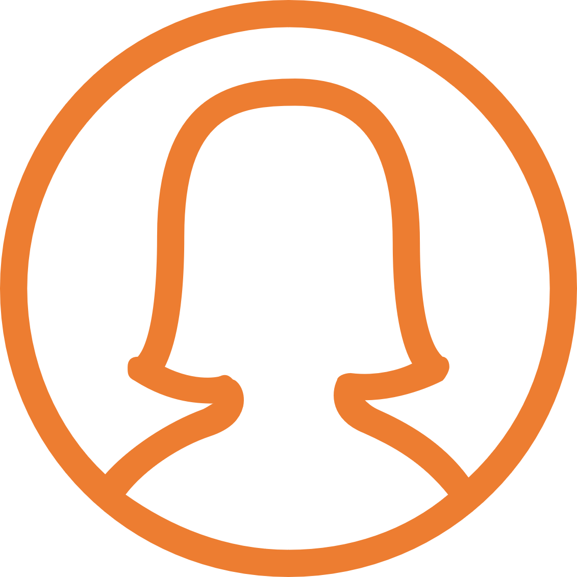 Icon Oranger Kreis mit Umrissen einer weiblichen Person