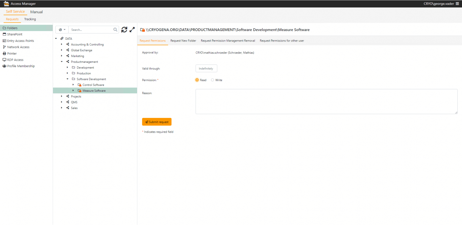 EN AM Selfservice Zugriff beantragen